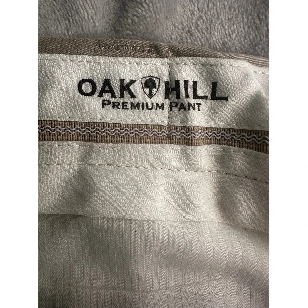 Oak Hill Premium Pant Mens 48x32 Tan Pleated Chino Khaki Trousers Stretch